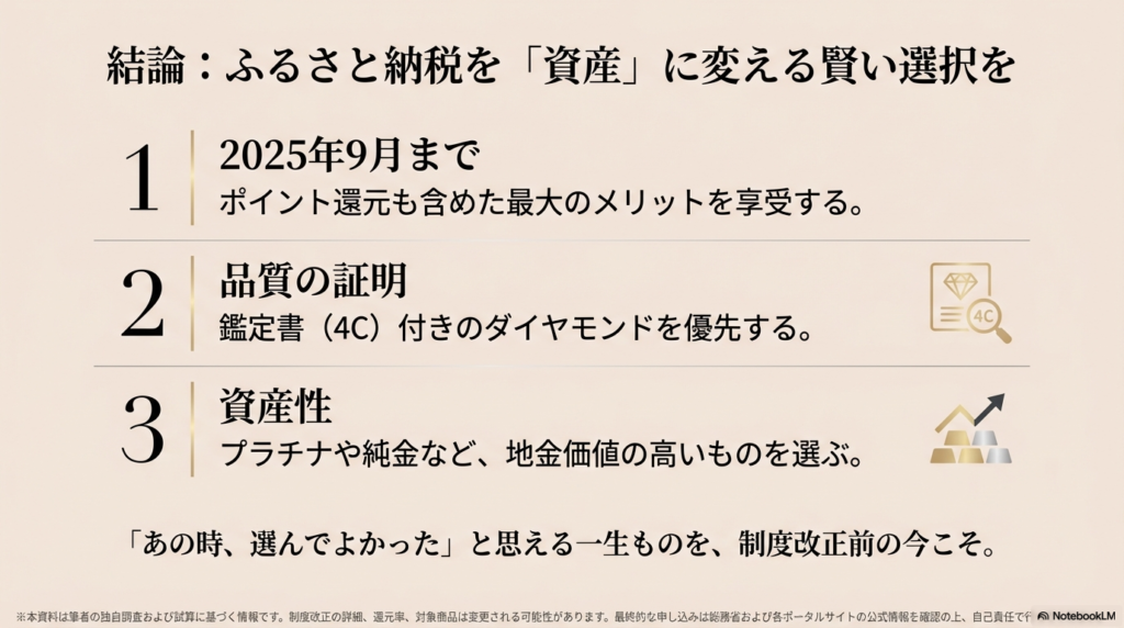 「2025年9月まで」「鑑定書付き優先」「地金価値重視」という、制度改正前に賢い選択をするためのまとめ。