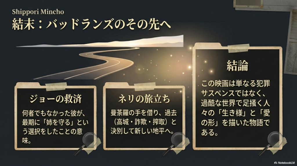 ジョーの救済とネリの旅立ちについての考察。過酷な世界で足掻く人々の生き様と愛の形の結論。