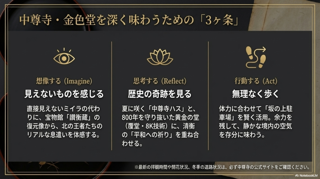 想像する（復元像から息遣いを感じる）、思考する（平和への祈りを重ねる）、行動する